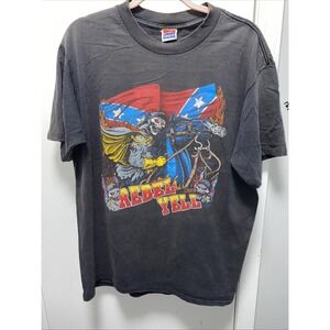 Rare Vintage Islander Shirt Large Rebel Yell Skeleton Horse Flag Faded 90s Tee